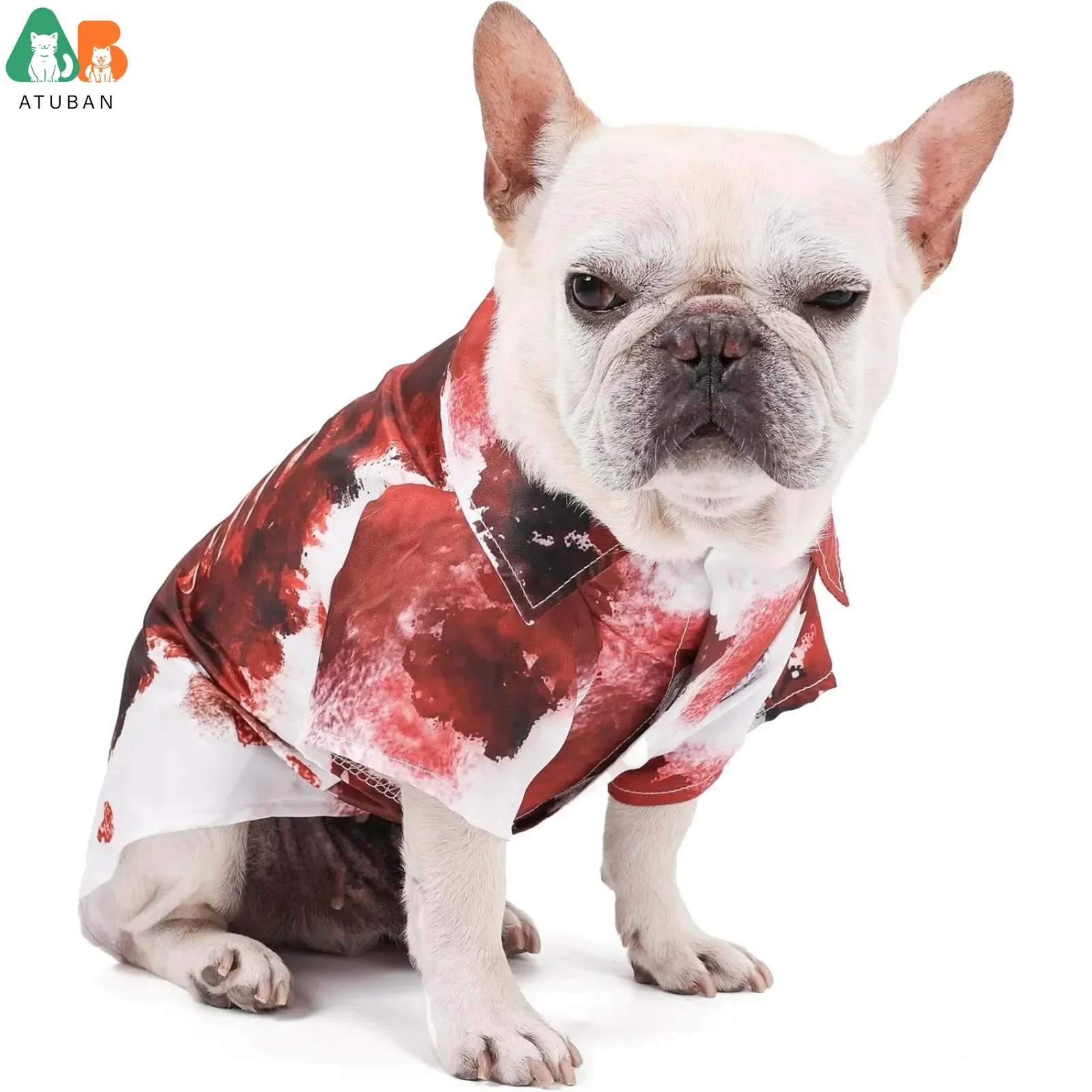 Scary Dog Clothes,Dog Outfit Horror Splashes of Blood Grunge for Dogs,Scary Dog Shirts Dress Up for Halloween Cosplay Apparel