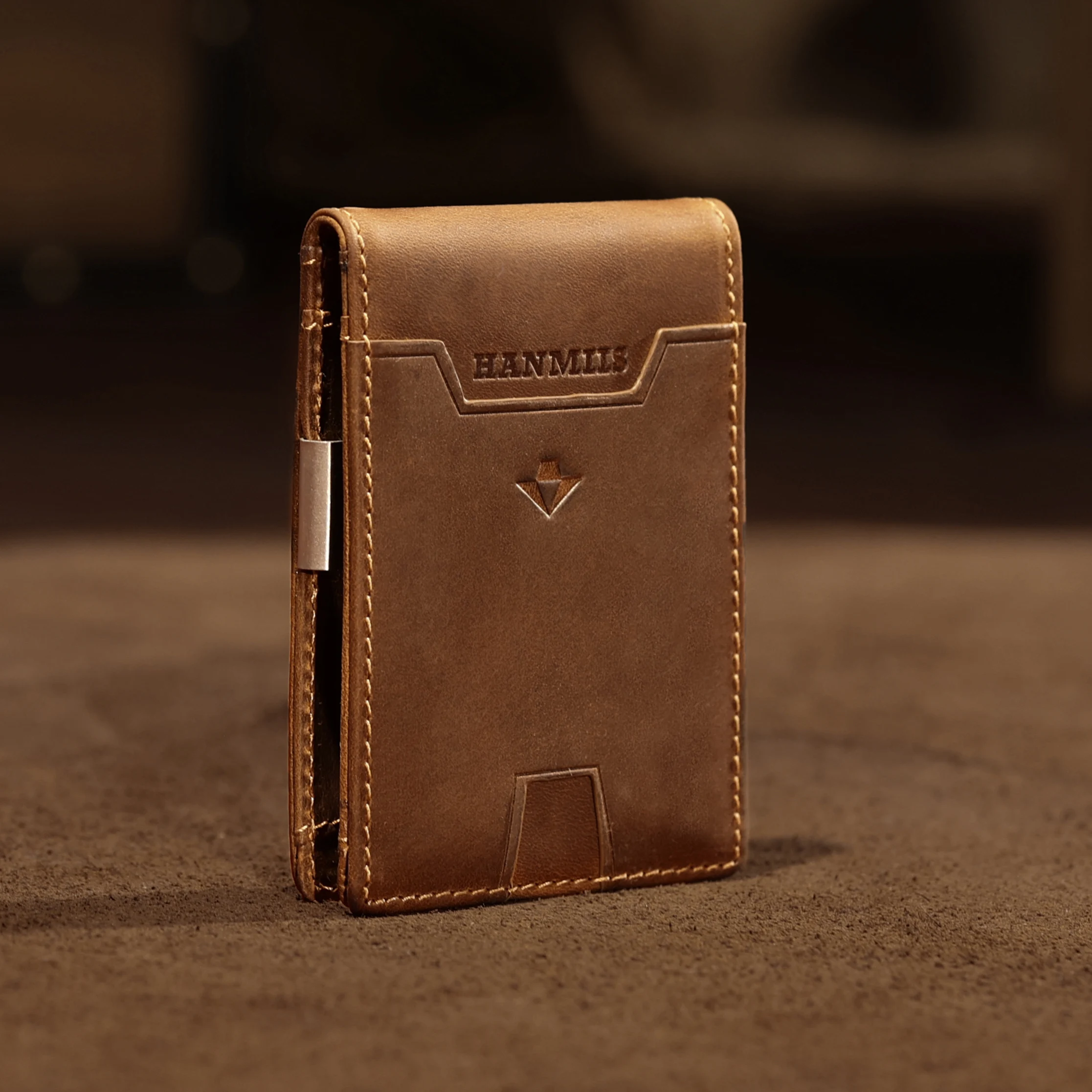 Hanmiis top grain leather men's slim card holder - premium genuine leather wallet for men - ideal gift