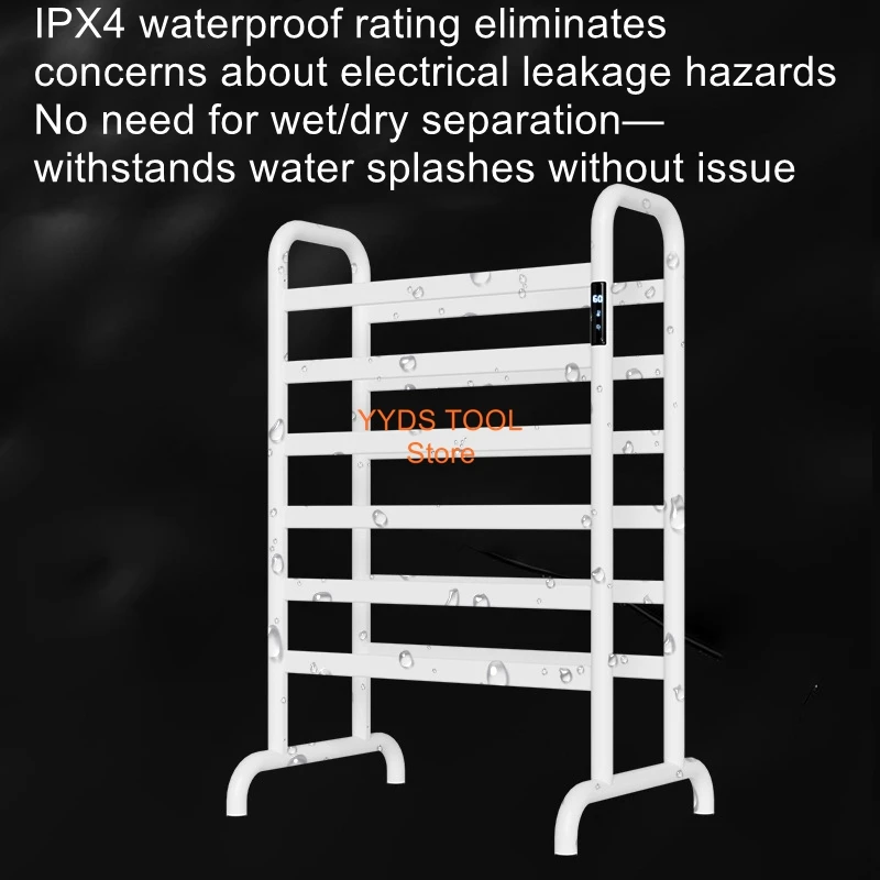 

Smart Timer Digital Display Electric Towel Warmer Floor-Standing Double-Row Movable Bath Towel Drying Rack