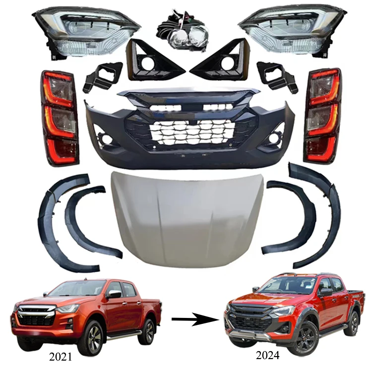 

For Isuzu D-max Upgrade Kits Car Bumper Bodykit Headlight for D-max 2021 to 2024 Body Kit