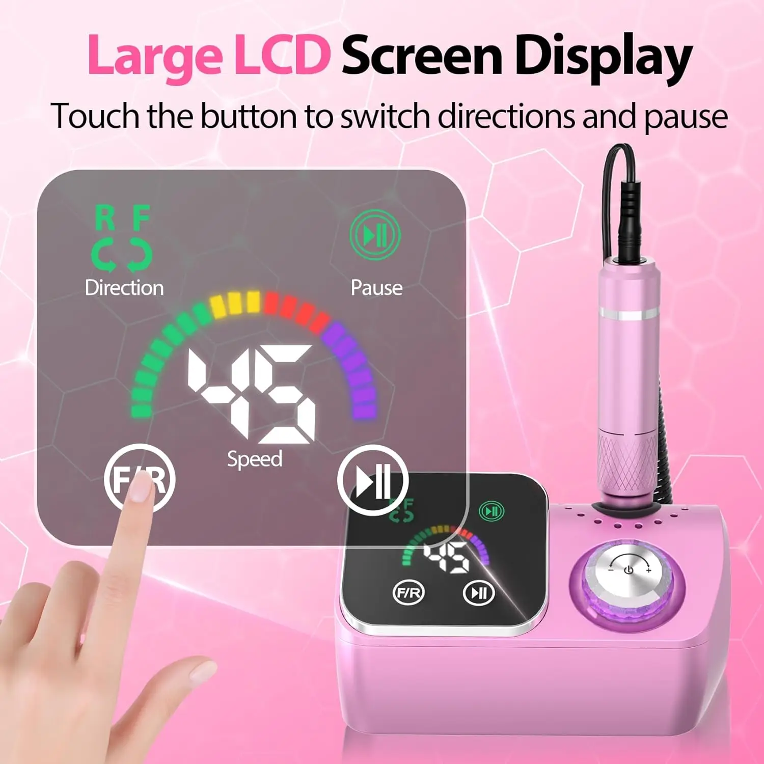 45000 RPM 전문가용 전기 네일 드릴 E-파일 기계 충전식 폴리셔 젤 폴리쉬 네일 파일 매니큐어 도구 저소음