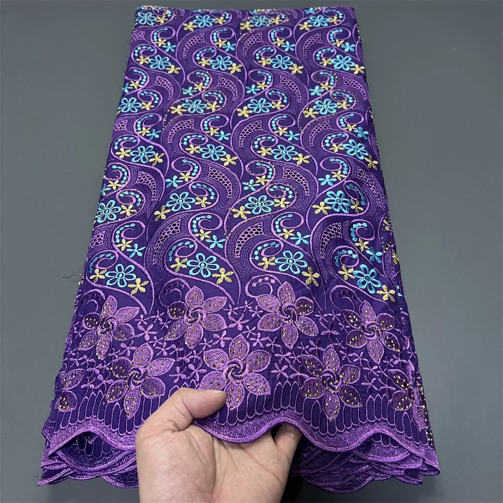 

African Lace Fabric 2025 High Quality,Cotton Fabrics By The Meter,Embroidery,Rhinestone,Linen,Prom Dresses,Tulle,Design,5 Yards