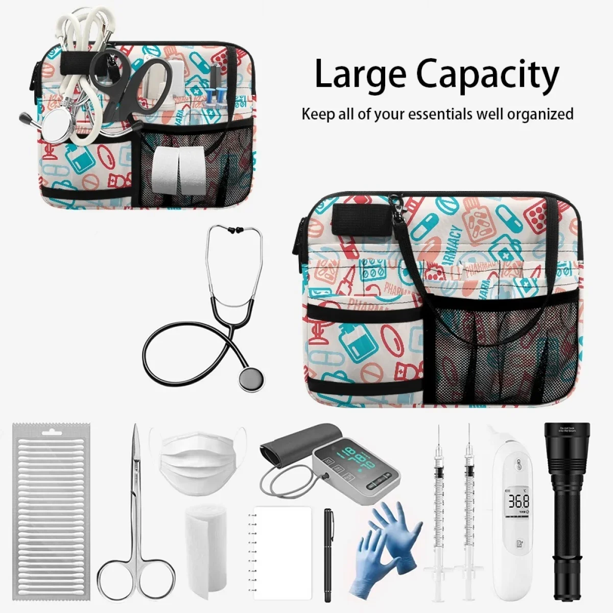 Drop Ship Large Capacity Waist Bag Multi Compartment Utility Pouch Case for Medica Scissors Care Tool Holder Bum Bags Female