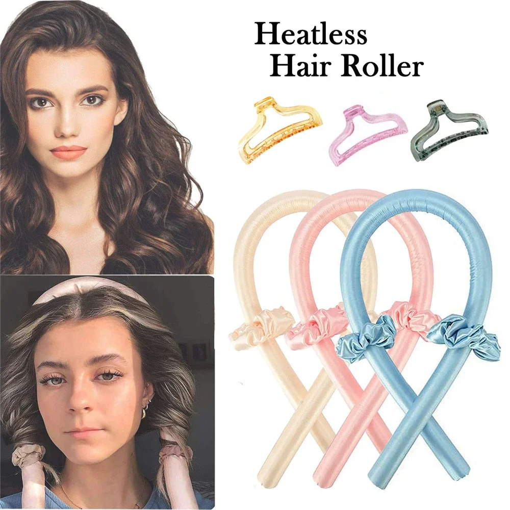 

Heatless Curling Rod Headband No Heat Silk Curls Ribbon Hair Rollers Sleeping Soft Lazy Hair Curlers Foam Rod Hair Styling Tools