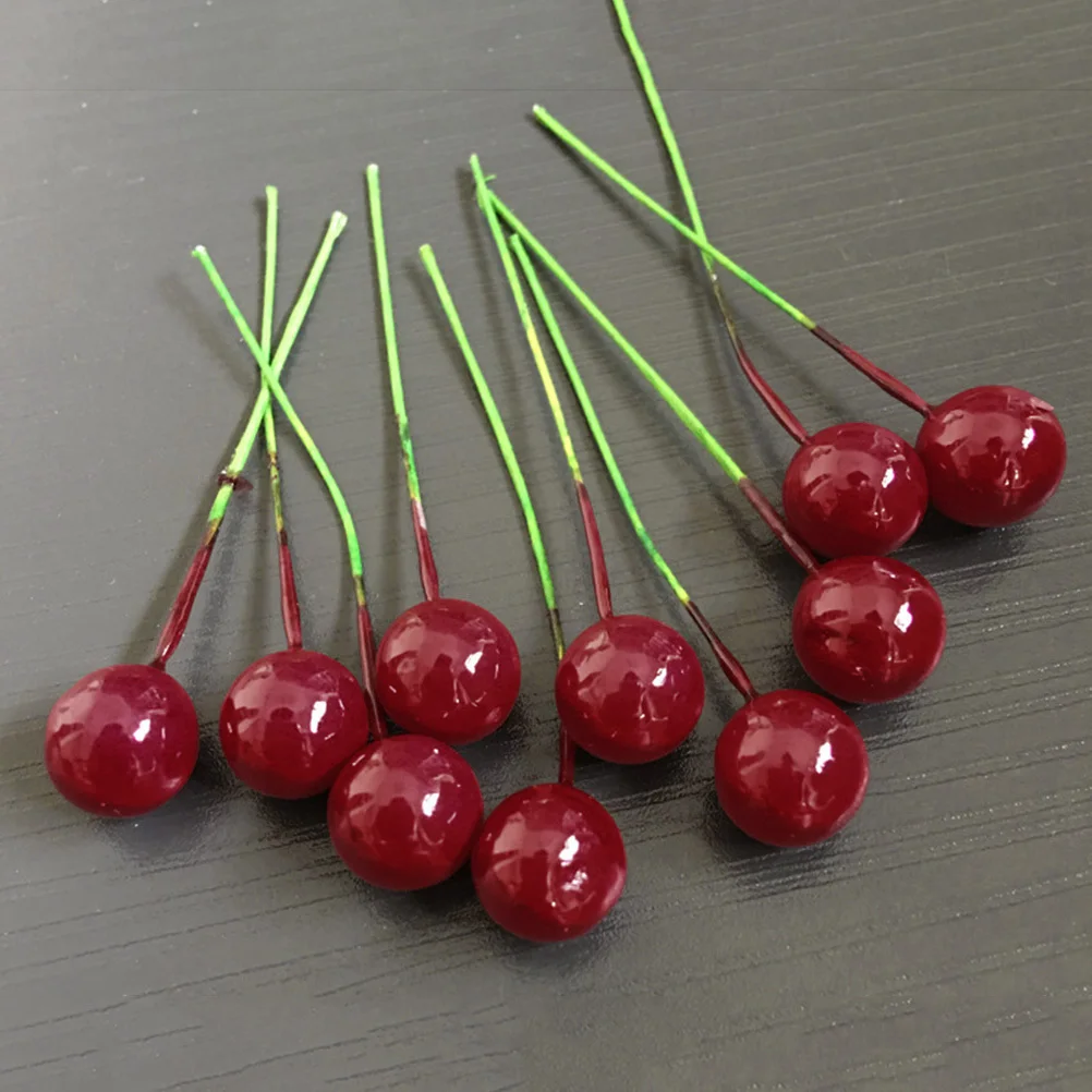 100 قطعة ديكور الكرز الأحمر محاكاة فاكهة نابضة بالحياة لعيد الميلاد حفلة المنزل المطبخ الديكور الكرز الاصطناعي فاكهة وهمية للأطفال