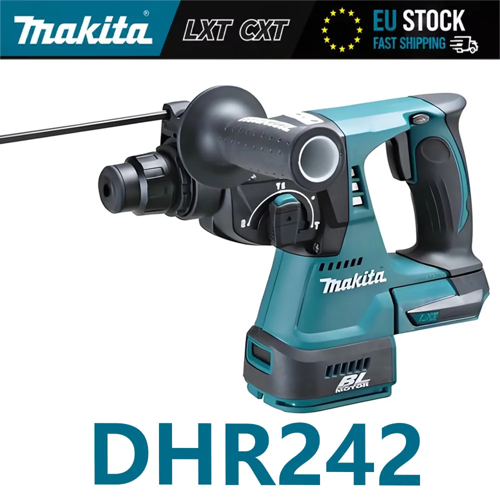 Makita DHR242 – akumulatorowe młotowiertarki bezszczotkowe, 26 mm, 18 V, z akumulatorem litowo-jonowym, z końcówką SDS Plus, bezprzewodowe narzędzie do ciężkich prac, przeznaczone do wiercenia w