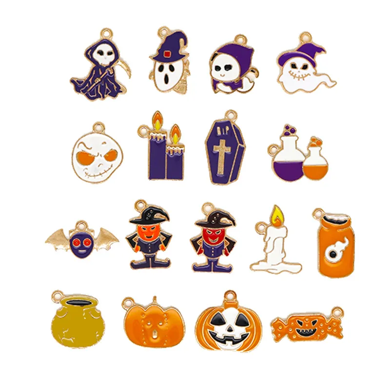 20 pcs/lot Cute Halloween DIY accessories Ghost Imp Pumpkin Pendant Making Charms for Earrings/Necklace Handmade Jewelry