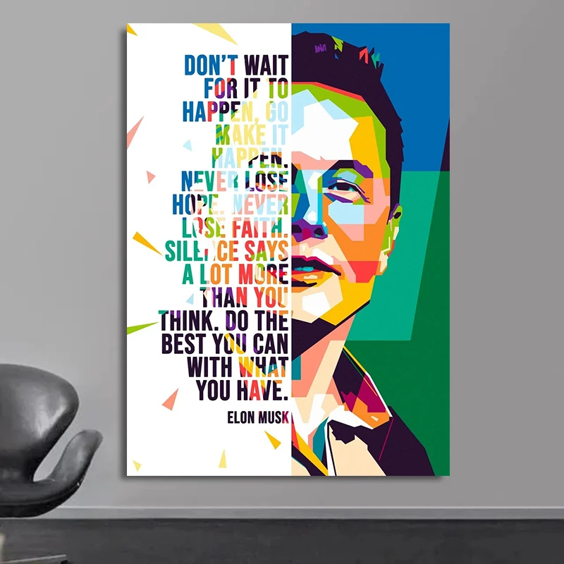 Graffiti Art Elon Musk Smoking Canvas Painting Classic Entrepreneur Inspirational Quote Poster and Print Wall Art Room Decor