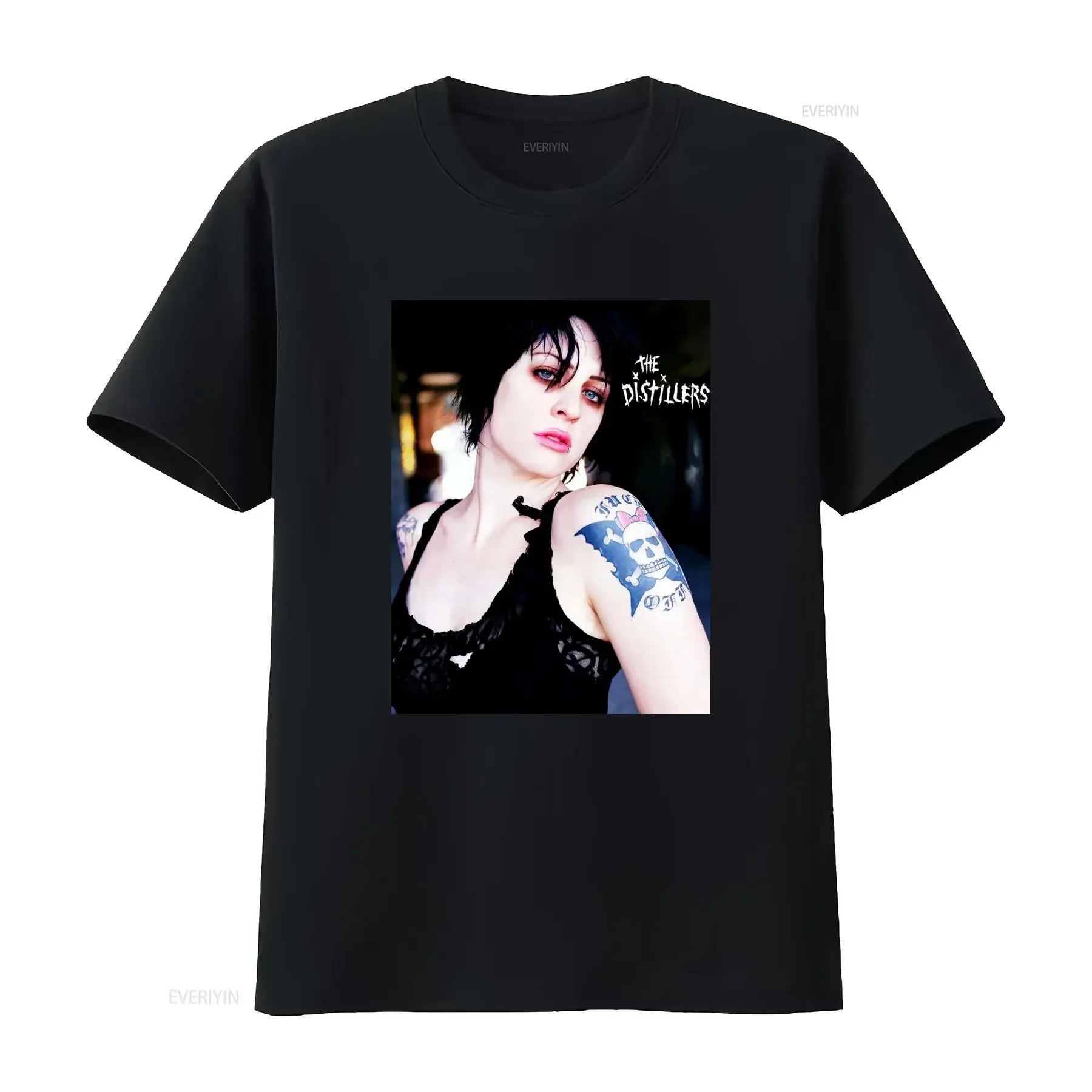 Vintage Gothic Punk Rock The Distillers Band Skull Print Streetwear T Shirt vintage Washed Top For Everyday Wear Unisex