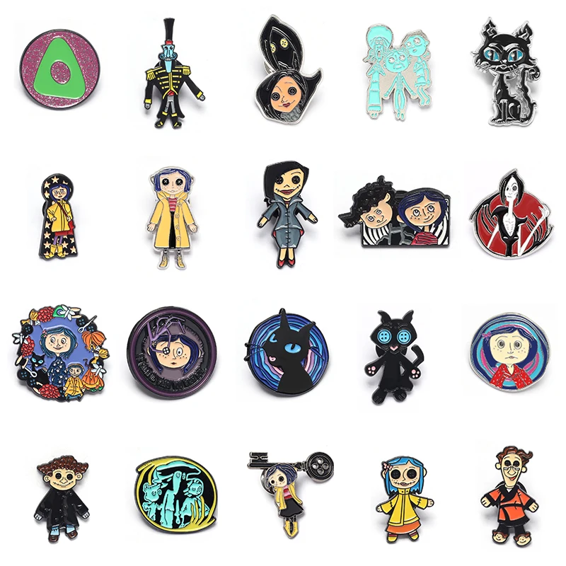 

Фильмы ужасов, кукла-коралина, эмалированные булавки, мультяшный персонаж, ролевая брошь, значок на лацкане, ювелирные изделия в стиле панк, Хэллоуин, подарок для друга