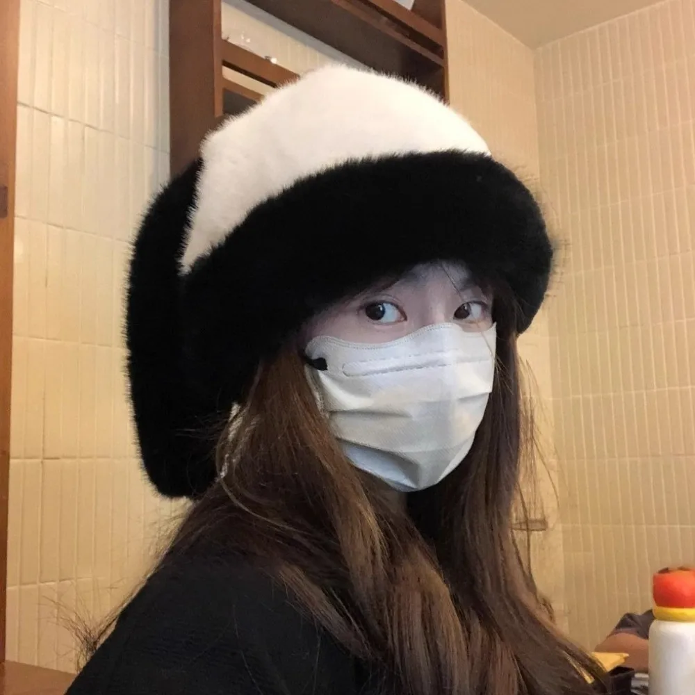 Soft Solid Color Rabbit Ears Beanies Coldproof Bunny Plush Pullover Cap Long Ears Warm Ear Protection Hat All-match