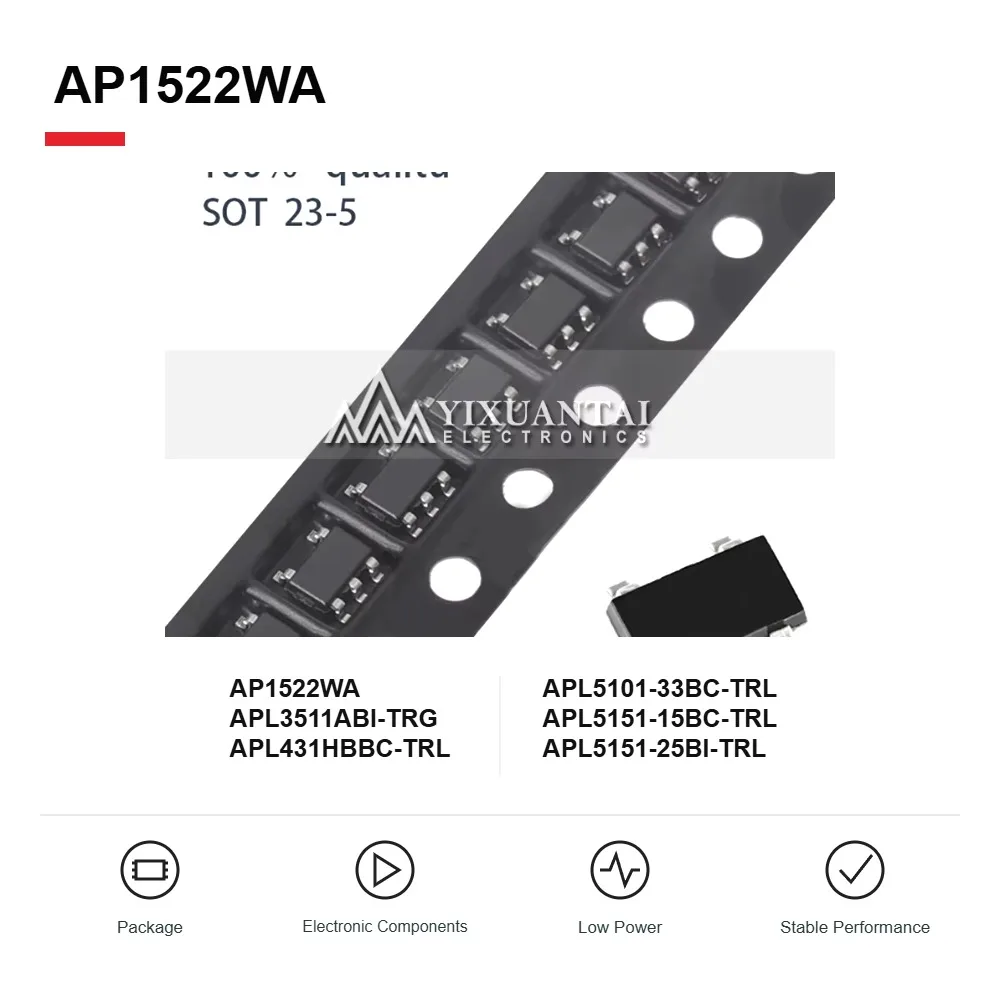 AP1522WA APL3511ABI-TRG APL431HBBC-TRL APL5101-33BC-TRL APL5151-15BC-TRL APL5151-25BI-TRL Power Management IC SOT-23-5 10PCS