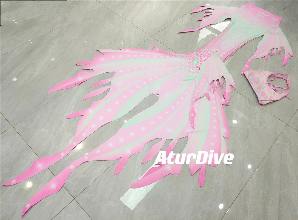 Aturdive professional Mermaid tail custom large size praise suit PADI SSI Mermaid coach fins