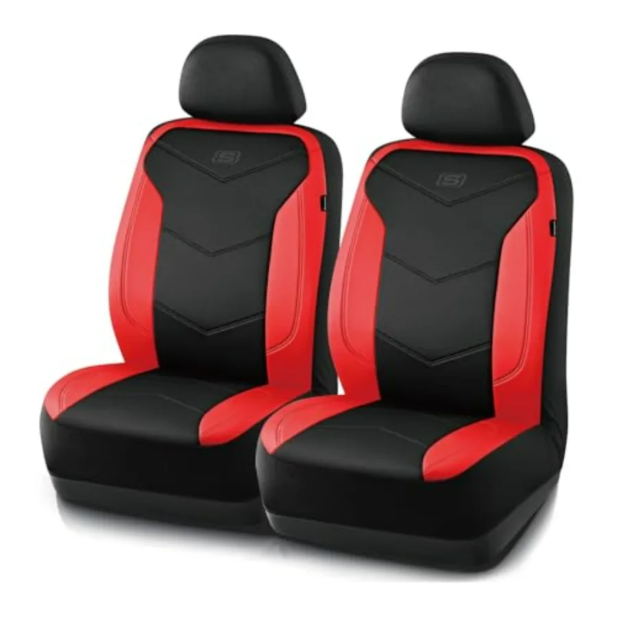 

Memory Foam Leather Car Seat Covers Red Universal Fit for SUVs Vans Sedans Cars Trucks Airbag Compatible Ultimate Comfort Suppo