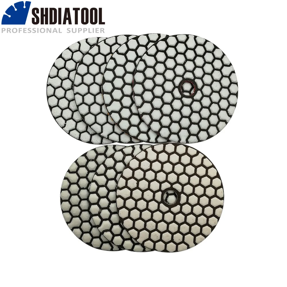 SHDIATOOL 7pcs/set Diamond Dry Polishing Pads Dia 4\'\' 100mm Sanding Disc Polishing Marble Granite Polisher disc Polishing Disc