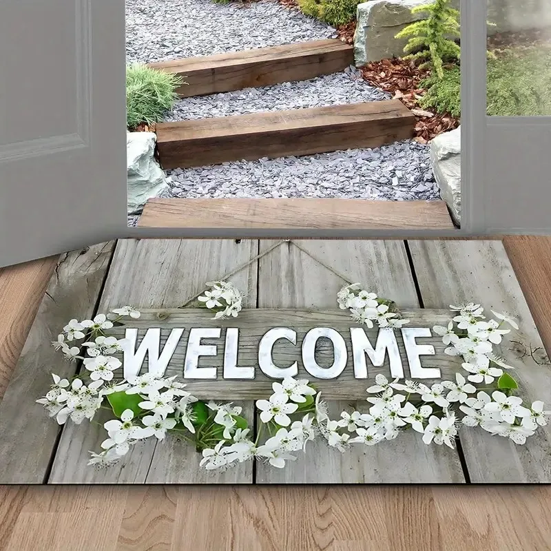 VIKAMA ترحيب إكليل سجادة باب ماصة غير قابلة للانزلاق للأرضية الداخلية/الخارجية، قابلة للغسل في الغسالة للدخول والفناء وغرفة المعيشة #1