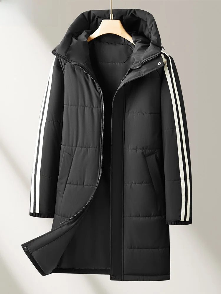 

Мужская демисезонная тонкая хлопковая куртка большого размера, повседневная, с капюшоном, удлиненная, из двухслойного утепленного хлопка, в городском стиле