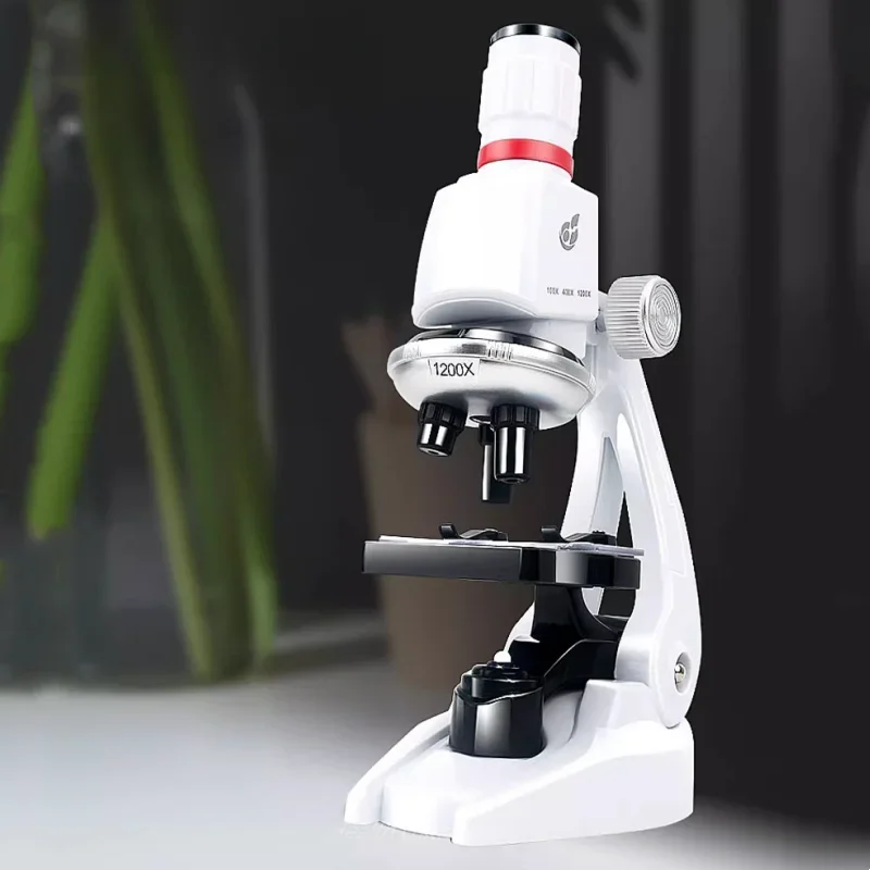 Science Education Toy Microscope Kit Laboratory LED 100X-400X-1200X Home School Children's Refined Biological Gift