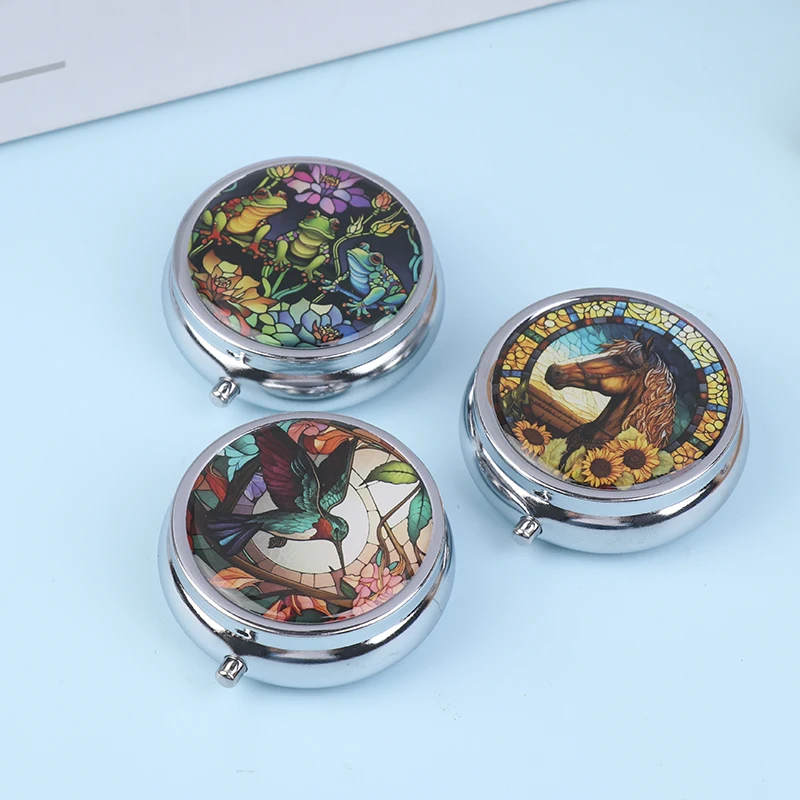 1 Pc Portable 3-compartment Round Pill Box 3-compartment Mini Pocket Portable Travel Pill Box For Personal Care