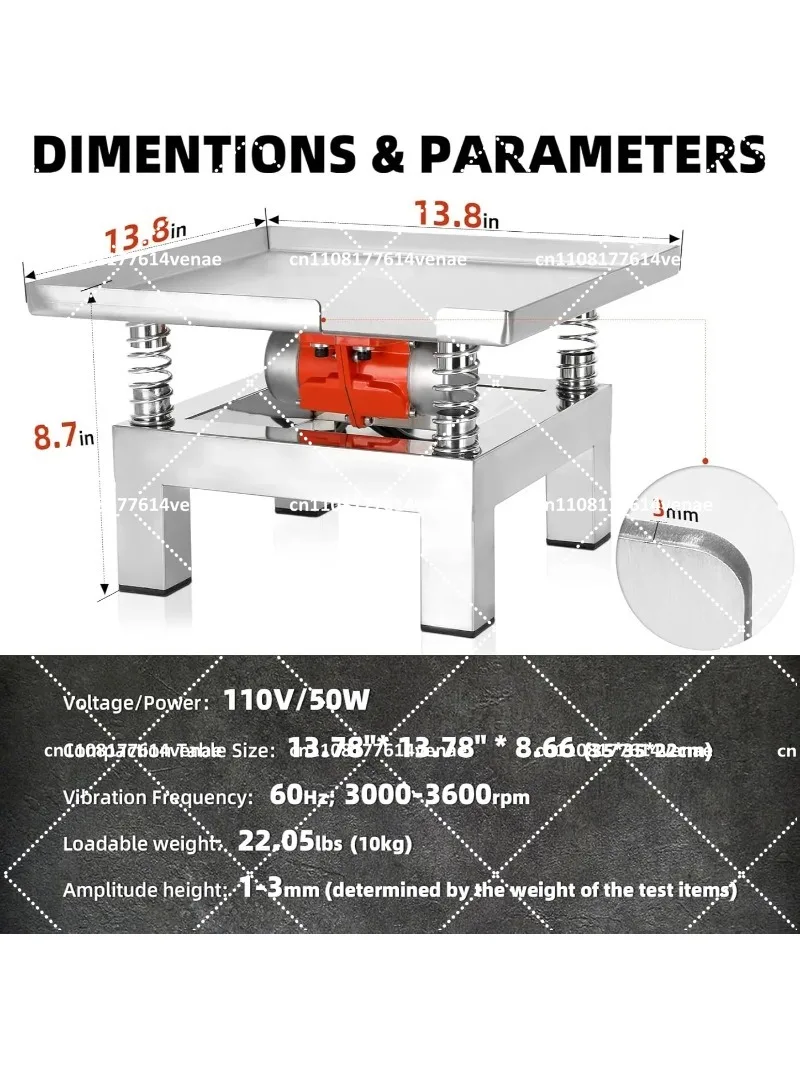 110V Small Vibrating Test Bench  Concrete Vibration Table 50W Stainless Steel Vibrate Test Bench for Model Plaster Shaker