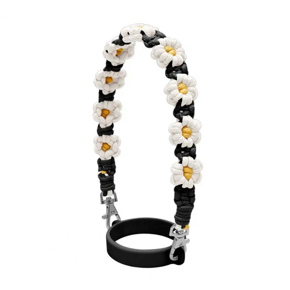 Bottle Silicone Safety Ring Handmade Flower Water Bottle Handle Strap Silicone Safety Ring Tumbler Carrier Cotton Rope Sling