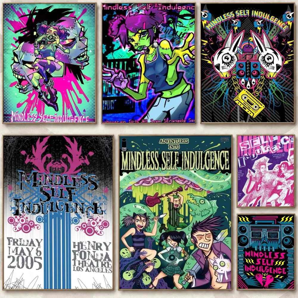 Bold Band Mindless Self Indulgence Poster Chic Art Poster Self-Adhesive No Glue Residue for Bedroom Hallway