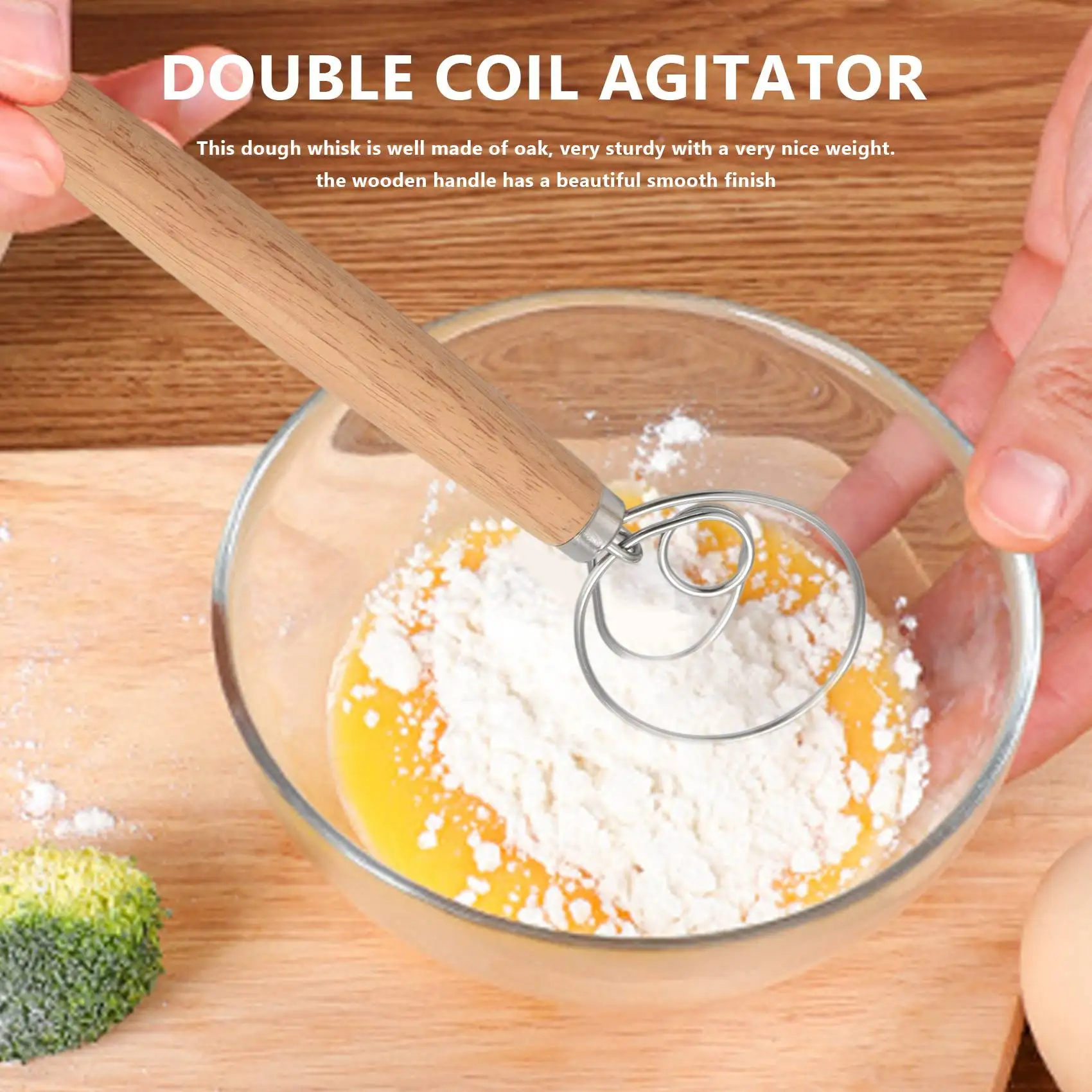 Danish Dough Whisk Hand Mixer,2Pcs Stainless Steel Dough Mixer With 2 Dough Scrapers For Pizza Dough,Sourdough Bread,Etc-A68E