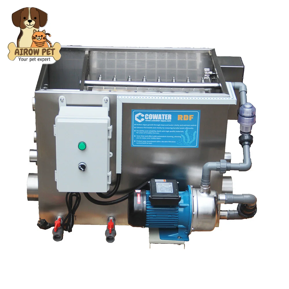 AIROW Professional Stainless Steel Rotary Filter Pond Drum Automaated Cleaning System with 220V Motor 1 Year Warranty