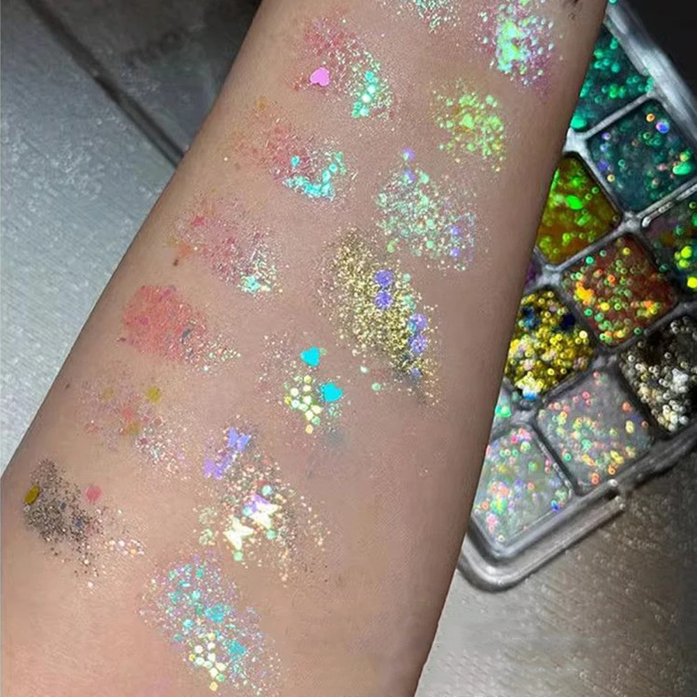 16-Color Sparkling Sequins Eye - đánh giá và giá Body Shimmer Lotion