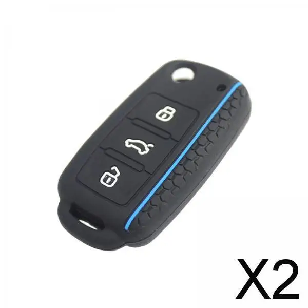 2xSilicone Car Remote Key Cover Jacket Protector for Golf for VW Sagitar Black