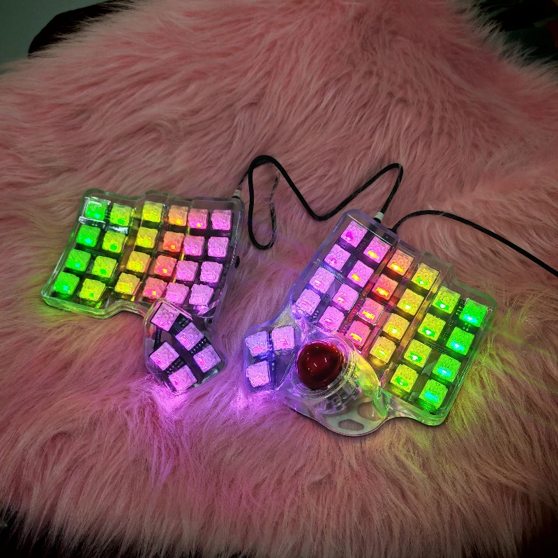 

Hot Sales Charybdis MK1 Split Keyboard Wired RGB Rp2040 Welding PCB 4X6 Acrylic Resin Transparent Metal Base Plate Teclado DIY