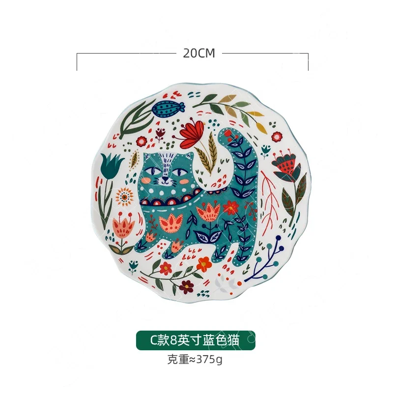 European Style Dinner Plate Ceramic Plates Household Restaurant Design Steak Pasta Dishes Living Room Tableware Set Modern Decor