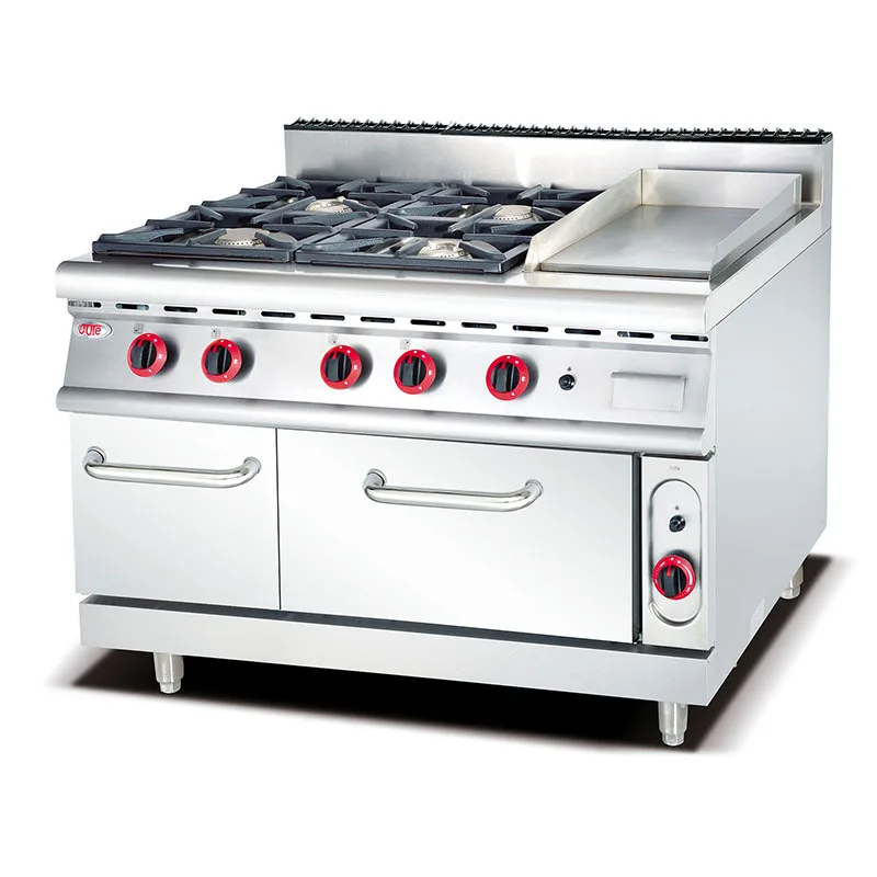 Oute Manufacturer Direct Sales Vertical Four-Head Gas Claypot Stove With Grill Roaster Steam Oven Teppanyaki 1200x900x970mm