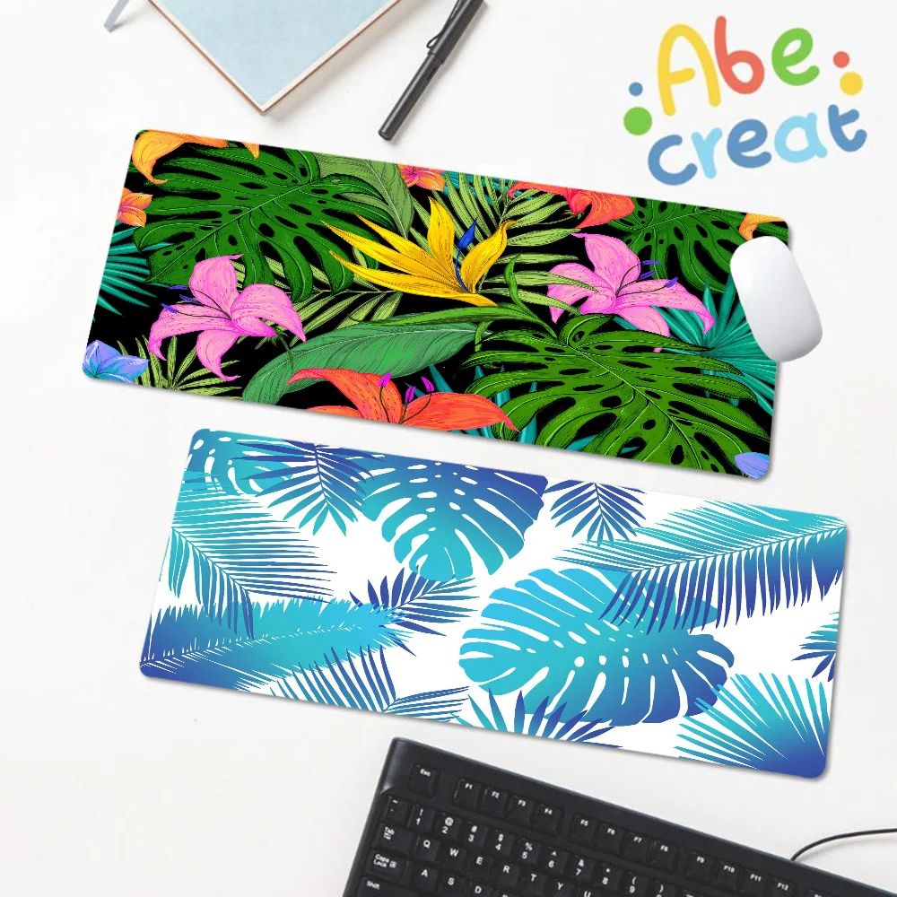 Tropical Palm Leaf Cactus Monstera Pattern 80x30cm XL Lockedge Thickened Mouse Pad Oversized Gaming Keyboard Notebook Table Mat