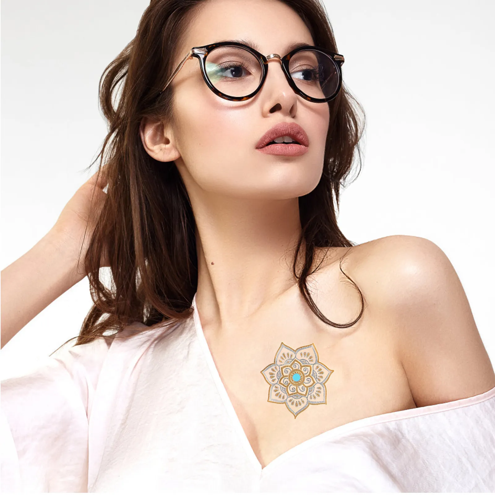 

6pcs Waterproof Temporary Golden Tattoos Sticker Temporary Tattoos Metallic Transfer Festival Accessories Safe Fun