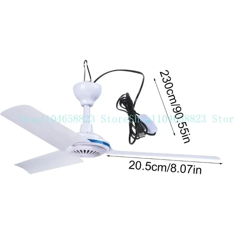 652f 19,6 -Zoll -USB -Fan Camping -Zelt -Fan für Outdoor- und Home Deckenventilator