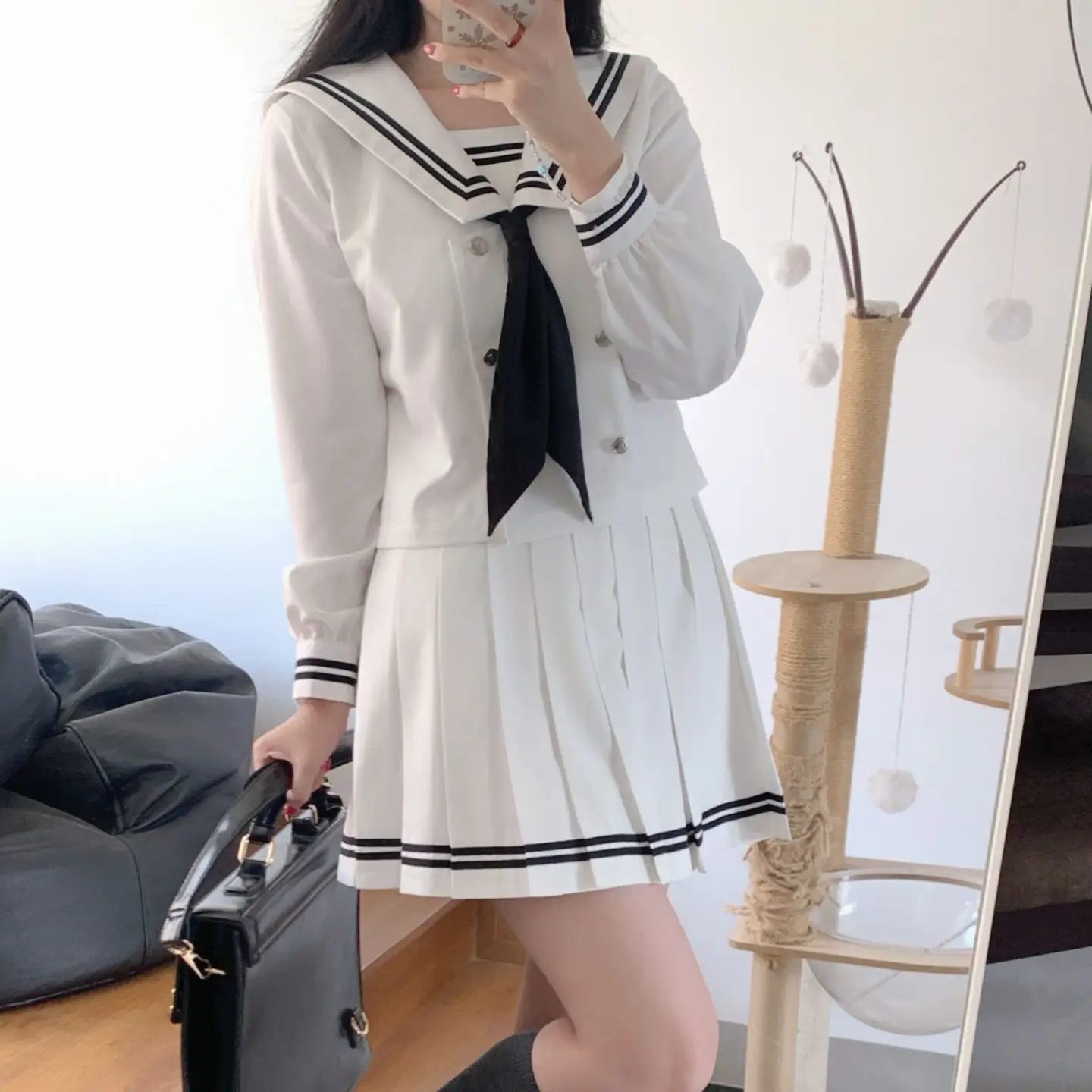 Japan JK College Style Uniform Sailor Suit Long-Sleeved School Supply Original Japanese Pleated Skirt Spring And Autumn