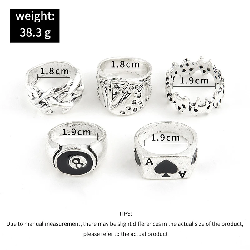 Vintage Punk Metal Multi Element Ring Set For Women Men Antique Silver Color Butterfly Snake Skull Finger Rings Gothic Jewelry