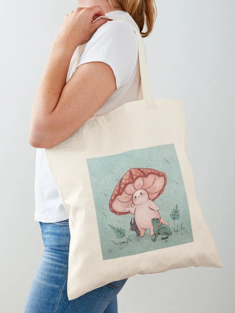 Mushroom Umbrella on a Rainy Day Tote Bag shopper bag woman custom tote bag Women bags