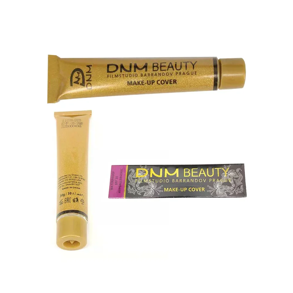 DNM Small Gold Tube Concealer Foundation Balm Covers Acne Scars, Freckle Scars Tattoo Redness Dark Circles Freckle Powder Makeup