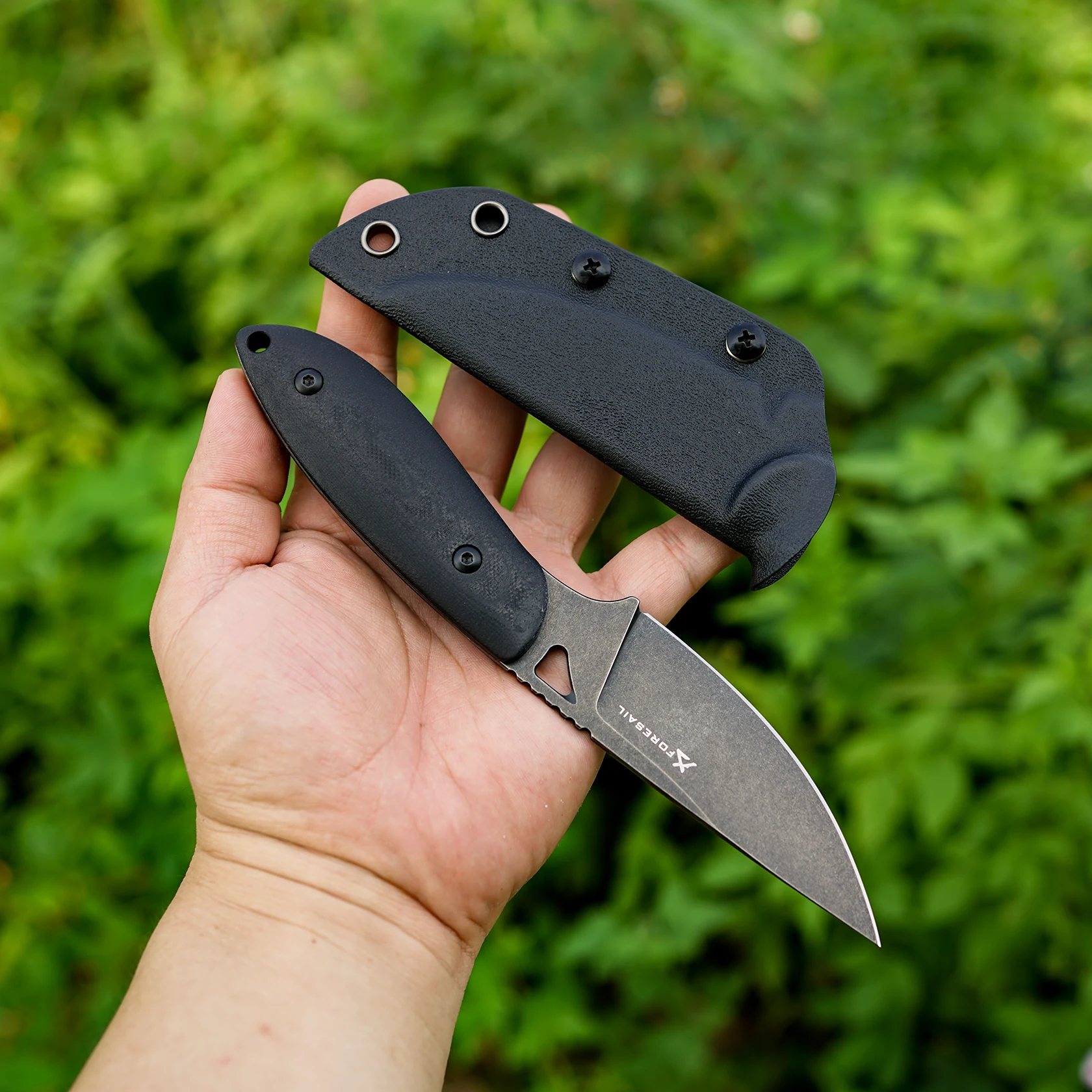 Cuchillo de hoja fija, cuchillo Full Tang. Hoja de acero DC53. Mango G10, con funda Kydex, cuchillo táctico EDC fijo, cuchillos para acampar al aire libre