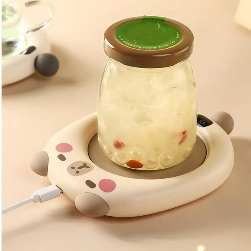 Digital display desktop coffee cup heater cartoon desktop coffee heater cup coffee heating plate for home water cup heating