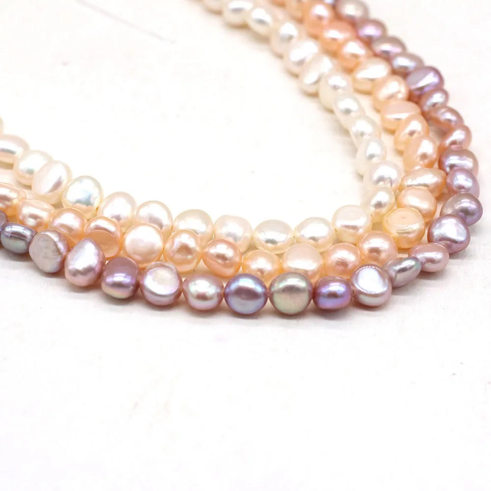 100% Real Natural Freshwater White Pearls Punch Beads Vertical Perforated Beads 36 cm Strand 5-6mm For Jewelry Making Necklace
