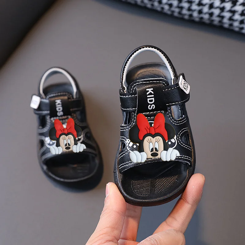 

Disney Mickey Mouse Baby Sandals Girl 1-6 Years Boys Cartoon Beach Shoes Summer New boy minnie Non-slip Soft-soled Toddler Shoes