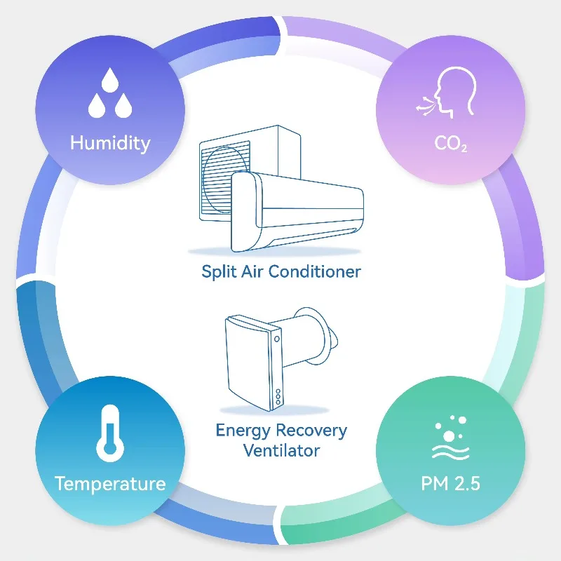 Ductless Air Conditioner Wall Mount Condenser Unit Mini Split HVAC System For House Fresh Air Ventilation