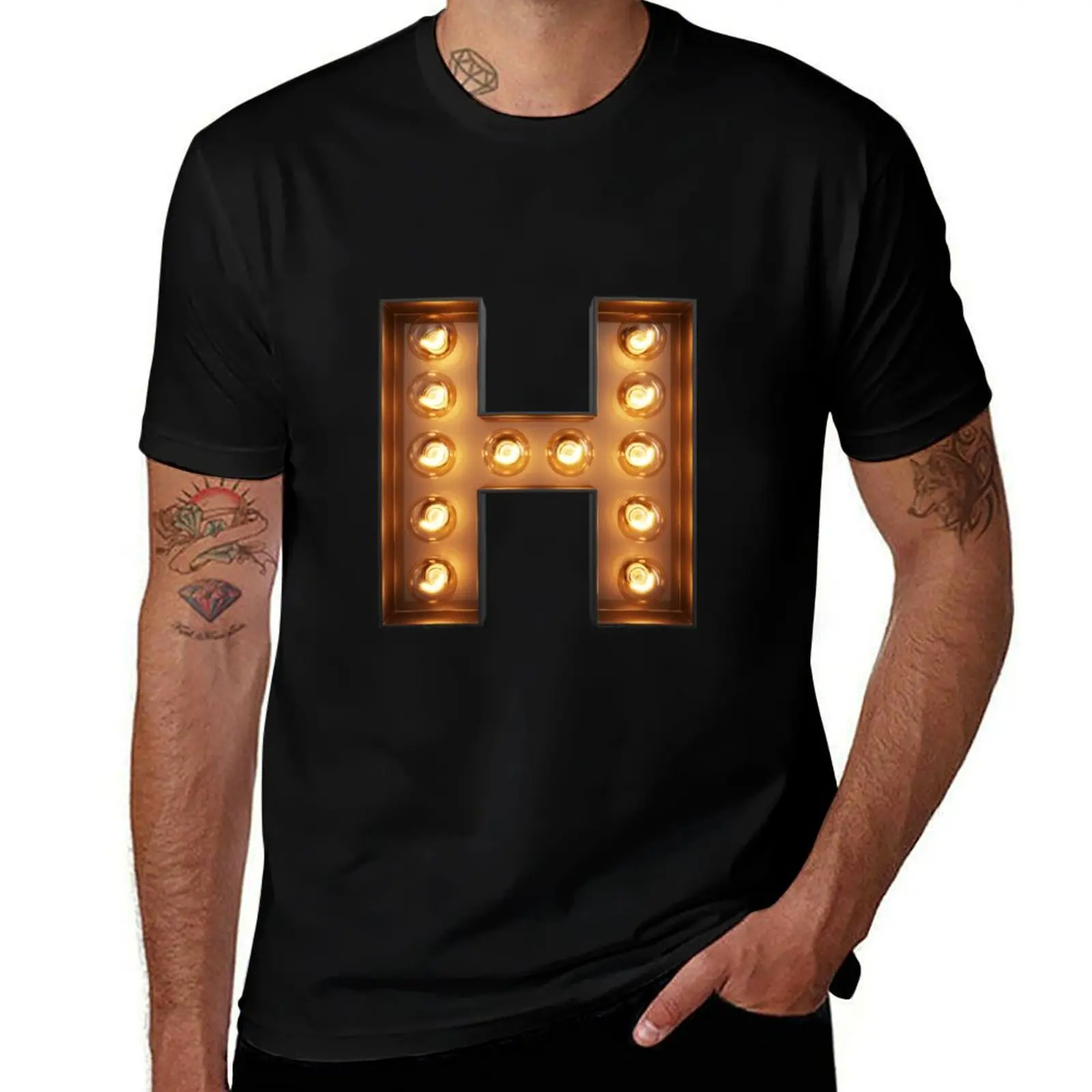 

t quality Light shirts humor shirt shirt man H t Initial cotton summer funny t dark Neon man T-Shirt high