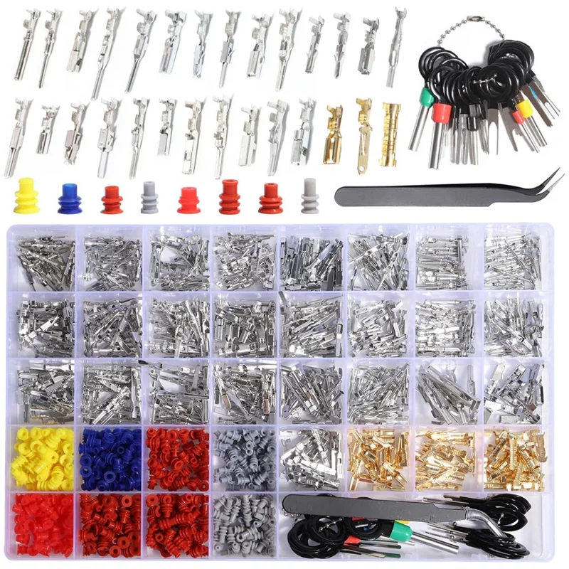 AASS-Terminal Pin Connectors Kit Auto Car Electrical Connector Pins Non-Insulated Plug Male Female Crimp