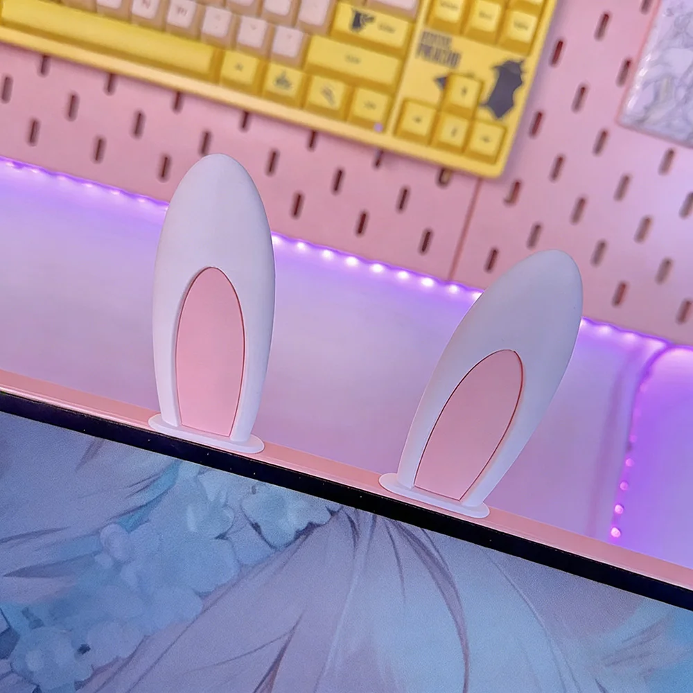 Rabbit Ears Display Decor Cute E-sports Room Personalized Pink White Ornaments Gaming Room Decoration Gift