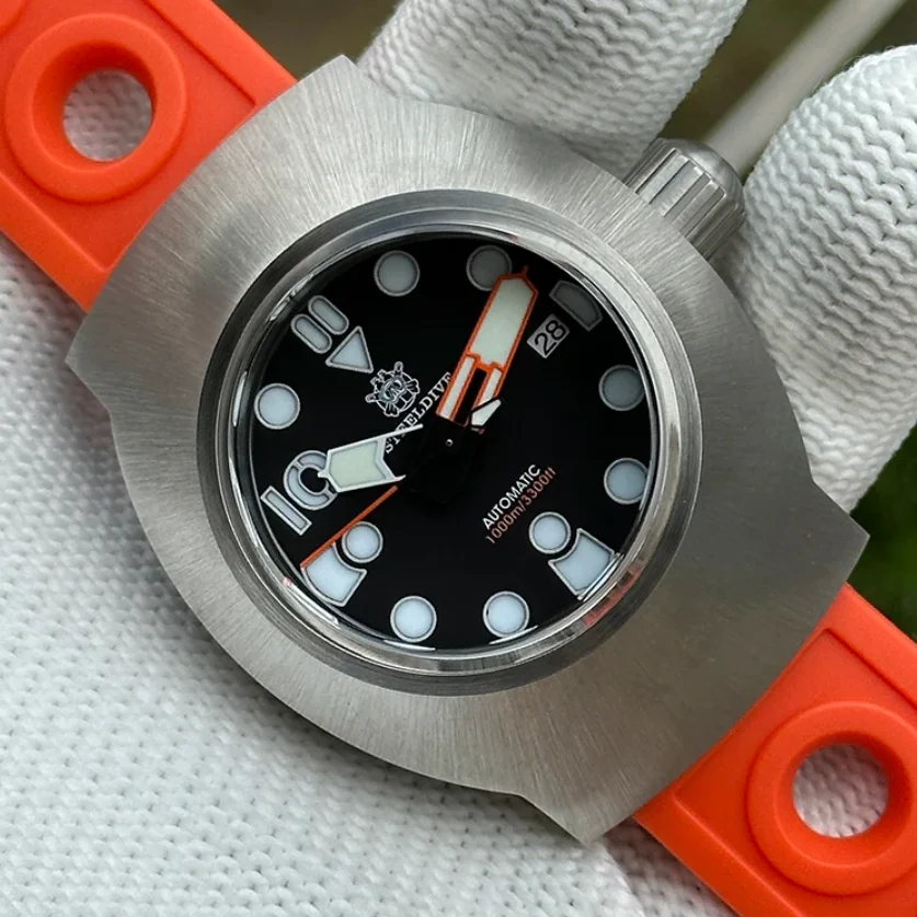 STEELDIVE Men Automatic Watch 45MM Mechanical Wristwatch Diver 100ATM Waterproof BGW-9 Blue Luminous Sapphire NH35 Military