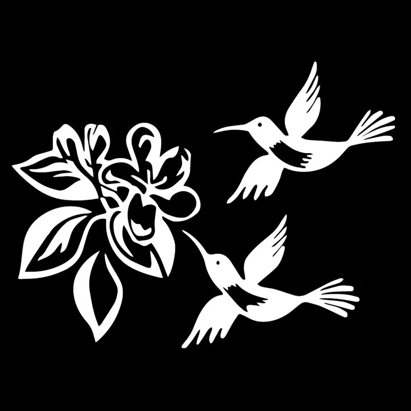 Car Stickers Birds Flowers Plants Cartoon Creative PVC Car Decoration Accessories Decals Waterproof Black/white,17cm*13cm